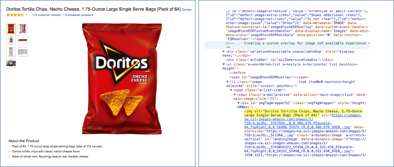Doritos Nacho Cheese Bag with Alternative text example