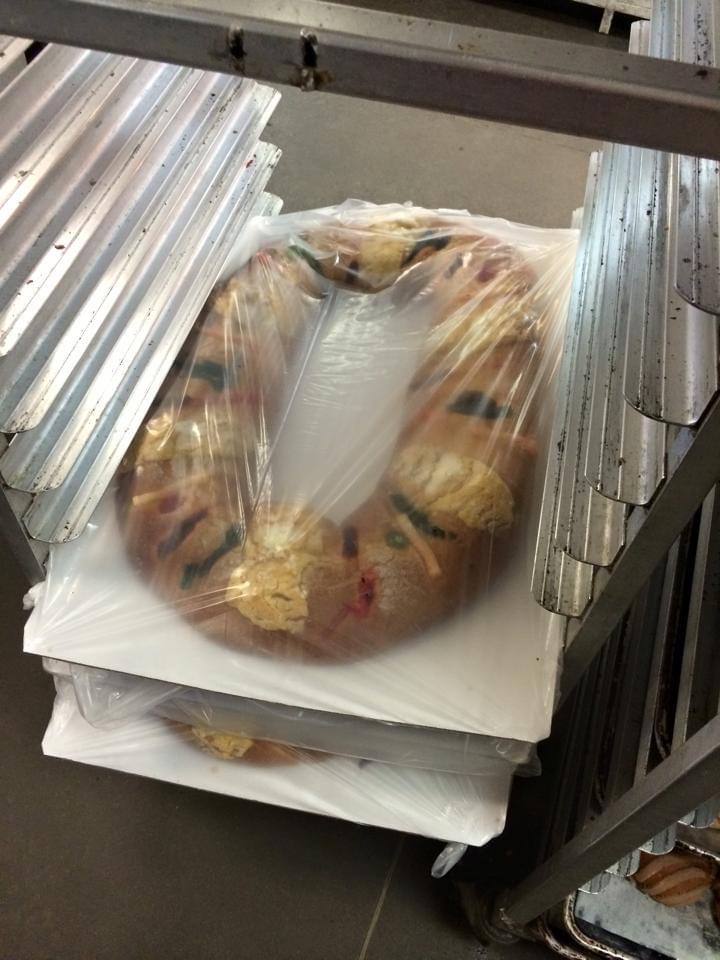 Bread in process of baking